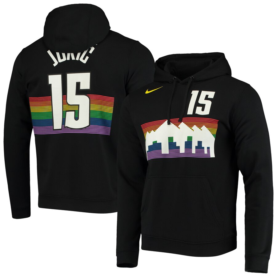 Cheap NBA Denver Nuggets 15 Nikola Jokic Nike 201920 City Edition Name & Number Pullover Hoodie Black